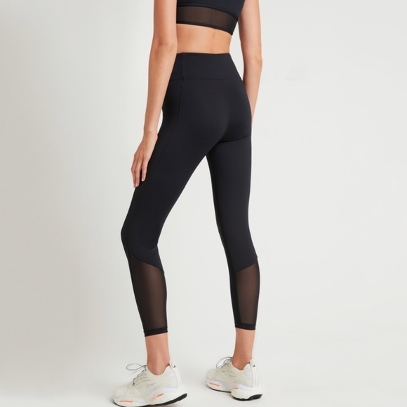 NWT Le Ore Bandier Andria High Rise Corset Waist Mesh Leggings in Black - Picture 3 of 10